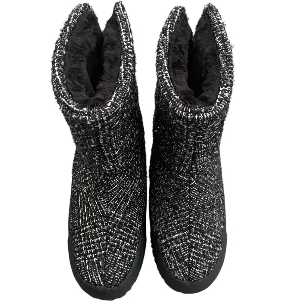 New P448 Quilted Faux Fur Tweed Bootie size 38 EUR 8 US
